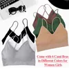 Camisoles Tanks 6 Pièces Soutien-Gorge Femmes Sans Couture Rembourré Camisole Bandeau Sport Sommeil Haut Court Sous-Vêtements Sans Fil en Forme de V Bralette Lingerie