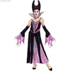 Thème Costume Sorcière Maléfique La Belle au Bois Dormant Cosplay Vient Femmes Adultes Hallowen Comes Evil Robe Noire Corne Chapeau Tenue Chapeau Casque Capuche T231011