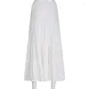 Jupes Couture Casual Frill Blanc Lâche Maxi Jupe Vêtements Coréens Chic Plage Vacances Femme Tenues Y2K Solide