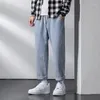 Jean extensible à lacets pour hommes, jambes larges, tendance, ample, décontracté, marque classique, taille élastique, Denim, 2023