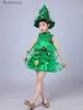 Traje temático Mujeres Niñas Niños Niños Árbol de Navidad Verde Venir Traje Cosplay Accesorios Sombrero Elfo Fancy DressesL231010