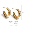Hoop örhängen aensoa 316l rostfritt stål zirkon c form halsband för kvinnor utsökta 18k guldpläterade vintage smycken huggies