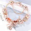 Seialoy Rose Gold Bracelet Bangles For Women Princess Elk Bead HAPPY Charm Bracelets Jewelry Fit Girl Couple Friendship Jewelry Gi326w