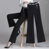 Women's Pants Office Lady Fashion Flare Korean Spring Autumn Women Elastic High Waist Solid Simple Pocket Slim Versatile Casual Trousers