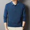 Męskie swetry Wysokiej jakości kaszmirowy wełniany sweter polo Polos Autumn Casual Down Down Knitwear Long Rękawica Koszula