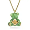 Swarovskis-Halskette, Designer-Juwelen, originelle Qualität, niedliche kleine Bären-Halskette für Frauen, mit Schwalbenelementen, Kristall, vierblättriges Gras, intelligente Bärenhalsbandkette