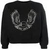 Women Sweatshirt Shield Angel Wings Letter Frosted Print Crew Neck Sweater Fashion Pullover Hoodie263C