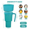 PP Plastic Coke Cup met Stro Cup En Gebakken Kip Popcorn Frietjes Creatieve Snack Bekerhouder Kom BPA Gratis i1020