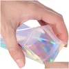 Packing Bags Wholesale Laser Packaging Bags Resealable Smell Proof Plastic Bag For Packing Food Candy Holographic Rainbow Color 1393 O Dhdgt