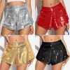 Shorts femininos sexy cintura alta lantejoulas espumante bolha bushorts mulheres ouro prata bar desempenho roupas