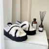 Furry Slippers Sandals Women's Outdoor Platform Increased Cross Wool Warm Winter Snow Boots Home Casual Fashion Cotton Shoes
