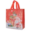 Décorations de Noël 1pcs sacs cadeaux dessin animé mignon Santa Elk bonhomme de neige impression sac à main non tissé décoration de fête sac de rangement