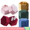 Jewelry Boxes Hexagon Square Shape Velvet Box Double Ring Storage Wedding Display For Woman Gift Earrings Packaging 231011