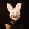 Costume Accessories Bloody Plush Bunny Mask Halloween Ghost Festival Mask Realistic Bloody Rabbit Headgear Itaewon Class Prop Halloween Horror MaskL231010L2310