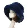 Ball Caps Bucket Hat Oversized Fluffy Wide Brim Soft Thickened Ear Protection Faux Fur Winter Thermal Women Fisherman Cap 231010