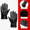 Autumn Winter Outdoor Cold-Proof Riding Warm Gloves Men Women Fashion Soft Fleece-Lined PU Leather Finger Gloves Mittens