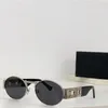 Gafas de sol de diseño de lujo para mujer, gafas para hombre, las mismas gafas de sol, foto de calle de playa, pequeñas gafas de sol de metal con montura completa y caja de regalo VE2264