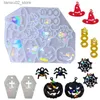 Autres accessoires de mode Halloween DIY Bijoux Moulage Moules Holographique Pendentif Résine Moule Halloween Boucles D'oreilles Moule Sile Porte-clés Moule avec Trou Q231011