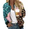 Vestes pour femmes Femmes Casual Quotidien Léger Zip Up Veste LeopardFloral Imprimer Manteau Court Pour Femmes Fille