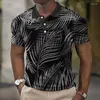 Survêtements pour hommes été 3D impression numérique déplacement bureau jeune bouton de fermeture éclair rayé polo t-shirts mode pull hauts