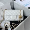 designer handtas mini-crossbodytas van hoge kwaliteit klassieke flaptas tassen van spiegelkwaliteit diamantrooster kleine gouden balkettingen mode damestas witte klepzak