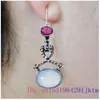 Dangle Earrings White Jade Amulet Charms Women 925 Silver Natural Real Talismans Gemstones Gifts Vintage Jewelry Amulets Carved