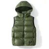 Gilets pour hommes hommes noir or manches gilet hiver chaud épais veste imperméable décontracté coupe-vent détachable chapeau gilet homme