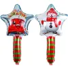 Nya 24 -tums uppblåsbara julballonger Dekorationer Hand Holding Foil Ballongs Stick Party Home Decor Santa Claus Snowman Deer Xmas Kids Globos