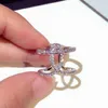 Роскошное дизайнерское кольцо с бриллиантами и цирконием в геометрической форме для женщин и девочек, открытое регулируемое модное кольцо, ювелирные изделия, серебряный цвет 224y