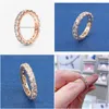 Bandringar Rose Gold Plated Sparkling Row Eternity Ring med Clear Cubic Zirconia Fit P smycken Engagemang Bröllopälskare Fashion för DHXN9