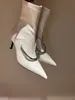 Moda feminina botas de salto gatinho preto sexy pontiagudo couro envernizado salto alto designer antiderrapante botas legais botas elásticas de um passo tamanho grande 34-40