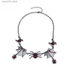 Andra modetillbehör 2023 Ny gotisk Halloween Creative Spider Pendant Necklace Punk Spider Web Short ClaVicle Chain for Women Trend Party Jewelry Q231011