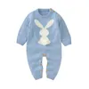 Rompertjes Baby Schattig Konijn Pom Born Peuter Jumpsuit Outfit Lange Mouw Herfst Baby Meisje Jongen Winterkleding Gebreid Warm 231010