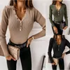 Women's Sweaters Slim Fit V-neck Chain Embellished Sexy Long Sleeve Base Knit Pullover Sweater