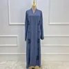 Roupas étnicas Kimono Abaya Muçulmano Hijab Vestido Turquia Botão Invisível Bordado Abayas Abertos para Mulheres Dubai 2023 Roupa de Festa Islâmica