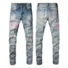 Man Jeans Designer Jean Purple Brand Skinny Slim Fit Luksusowy dziura Zgrana motocyklista Pant Pant Stack Męskie Trend Women Trend Spodni 951254810