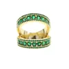 Anneaux de mariage Couleur Or Vert Zircone Cubique Bague Complète Pour Femmes Deux Pièces Empilage Cz Bande De Fiançailles Double Wrap Bijoux