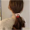 Accessoires pour cheveux Femme Perles de verre Scrunchie Solid Girls Cravates de cheveux Bande de caoutchouc Femmes Accessoires Élastique Hairband Corde Produits pour cheveux H Dhkiy