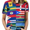 Magliette da donna Bandiere dei Caraibi Volant Manica corta Estate Scollo a V Top Moda Maglietta casual Cuba Porto Rico Dominicana