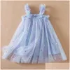 Flickans klänningar Girlklänningar Baby Girls Clothes Suspenders Toddler Kids Summer Sequin Princess Dress Solid Cute Mesh för 1-5 år Casual DHJWP