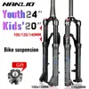Bike Forks NanLio Student Youth Mountain Shock Kids' bicycle suspension Fork 20 24" 100 120 140mm Shoulder Lock Oil and Gas 231010