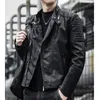 Skórzana skórzana marka ze skóry męskiej odzieży Mężczyźni Slim Fit Fashion Solidny kolor motocyklowe kurtki zimowe chaqueta hombre wiatrakowy czarny płaszcz skórzany 231010