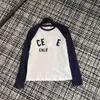 High Edition CE Family Womens 23 Autumn Arc de Triomphe Loose and Slim Contrast Letter Raglan Långärmad rund hals T-shirt