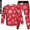 Fatos masculinos Natal Animal Gato Snowflower Cão Urso Boneco de Neve Imprimir Homens Moda Roupas Terno Calças 2 Pcs Set Tracksuit Tamanho S6XL 231011