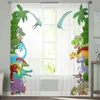 Curtain Jungle Cartoon Dinosaur Tulle Curtains for Bedroom Home Decor Living Room Kitchen Voile Blind Drapes 231010