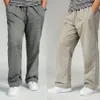 Pantaloni casual da uomo Taglie forti Pantaloni leggeri da uomo Pantaloni larghi dritti in tinta unita Pantaloni casual elasticizzati286Z