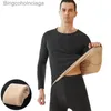 Men's Thermal Underwear Winter Thermal Underwear Men Berber Fleece Thick Base Layer Long Johns Keep Warm Ealstic Men Clothing Size L to 4XL Asian sizeL231011