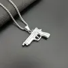 Collana con targhetta per gioielli in acciaio inossidabile 316L per uomo Colore oro M1911 Ciondolo a pistola con collane con zirconi cubici per le donne286h