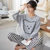 Kvinnors sömnkläder M-5XL Kvinnor Pyjamas Set Knited Cotton Lads Long Sleeve Female Leisure Homewear