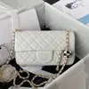 designer handtas mini-crossbodytas van hoge kwaliteit klassieke flaptas tassen van spiegelkwaliteit diamantrooster kleine gouden balkettingen mode damestas witte klepzak